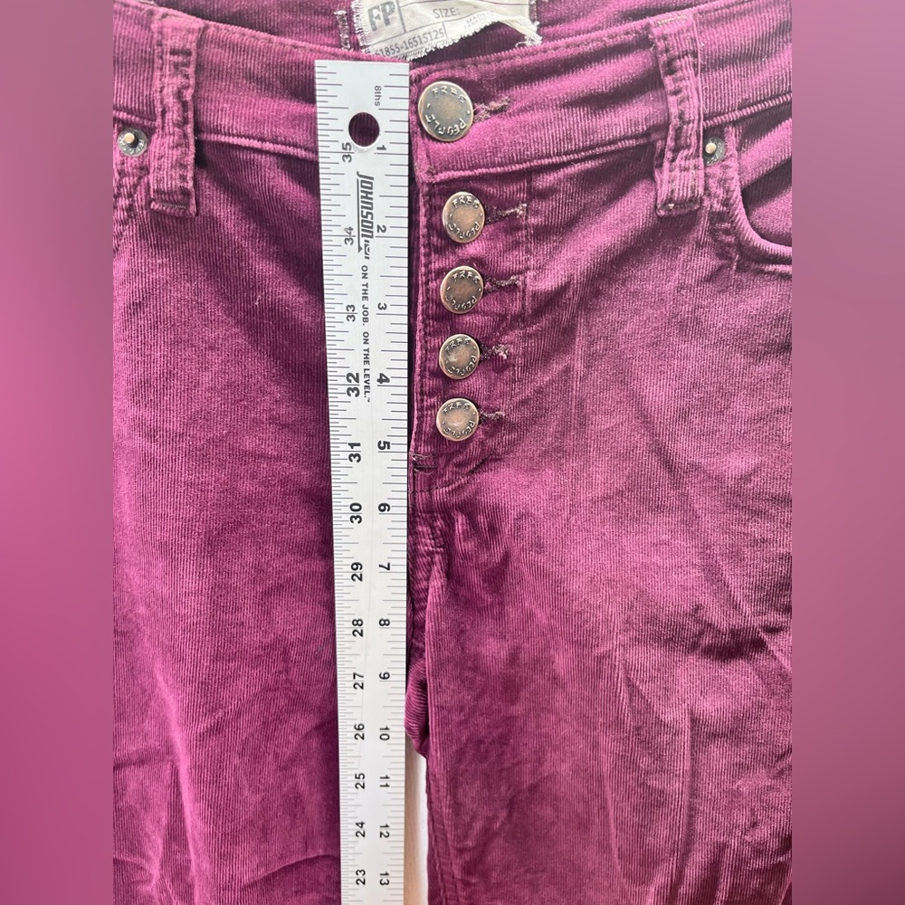 Free People Raw Edge Corduroy Pants Womens 26 Waist Stretch Ankle Cute 2331 - Picture 6 of 10